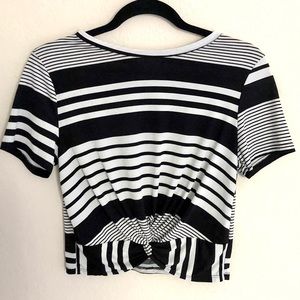 Black and White Striped Crop Top